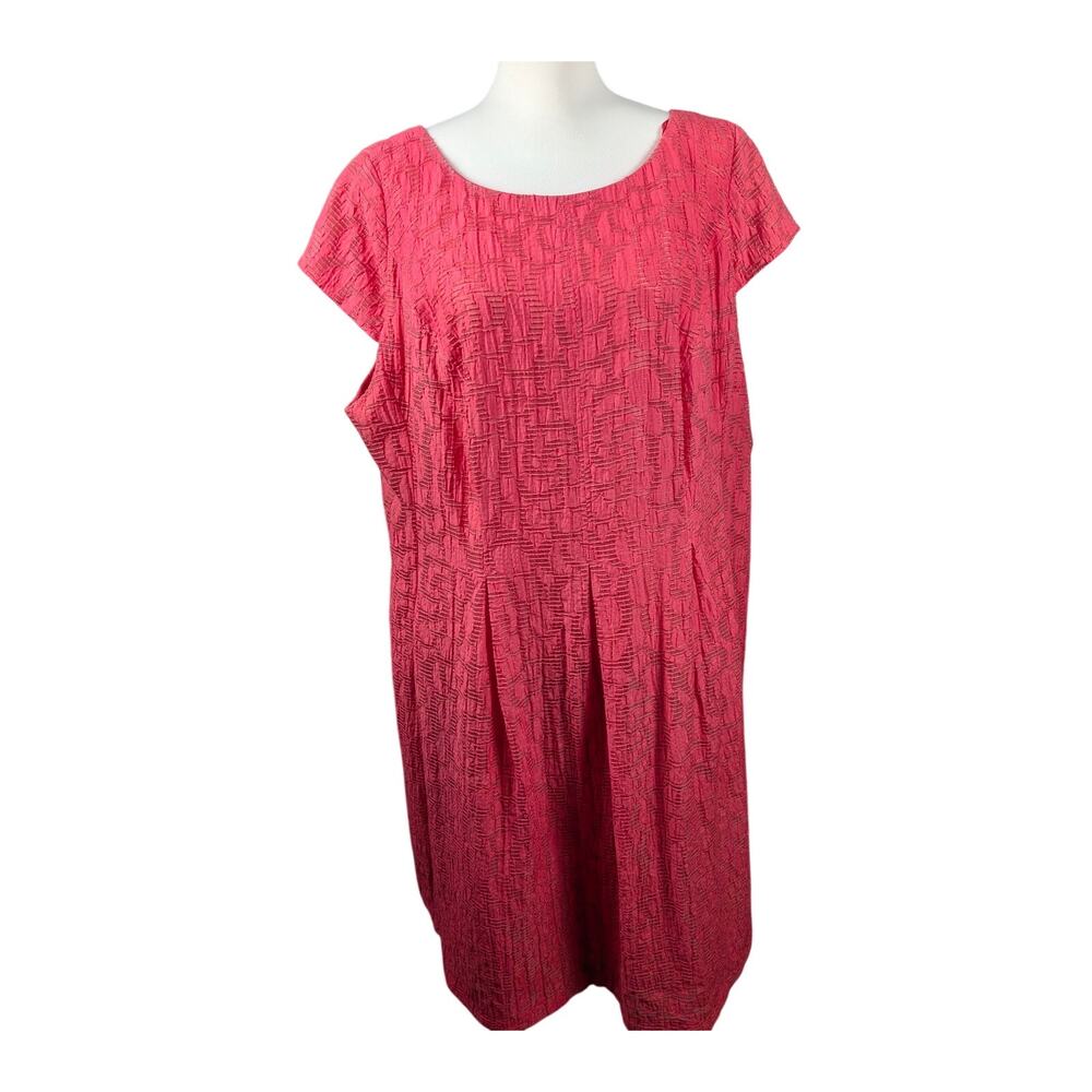 CJ Banks Women's Cap Sleeve Pink Dress Size 22W Event Spring Career Fit & Flare